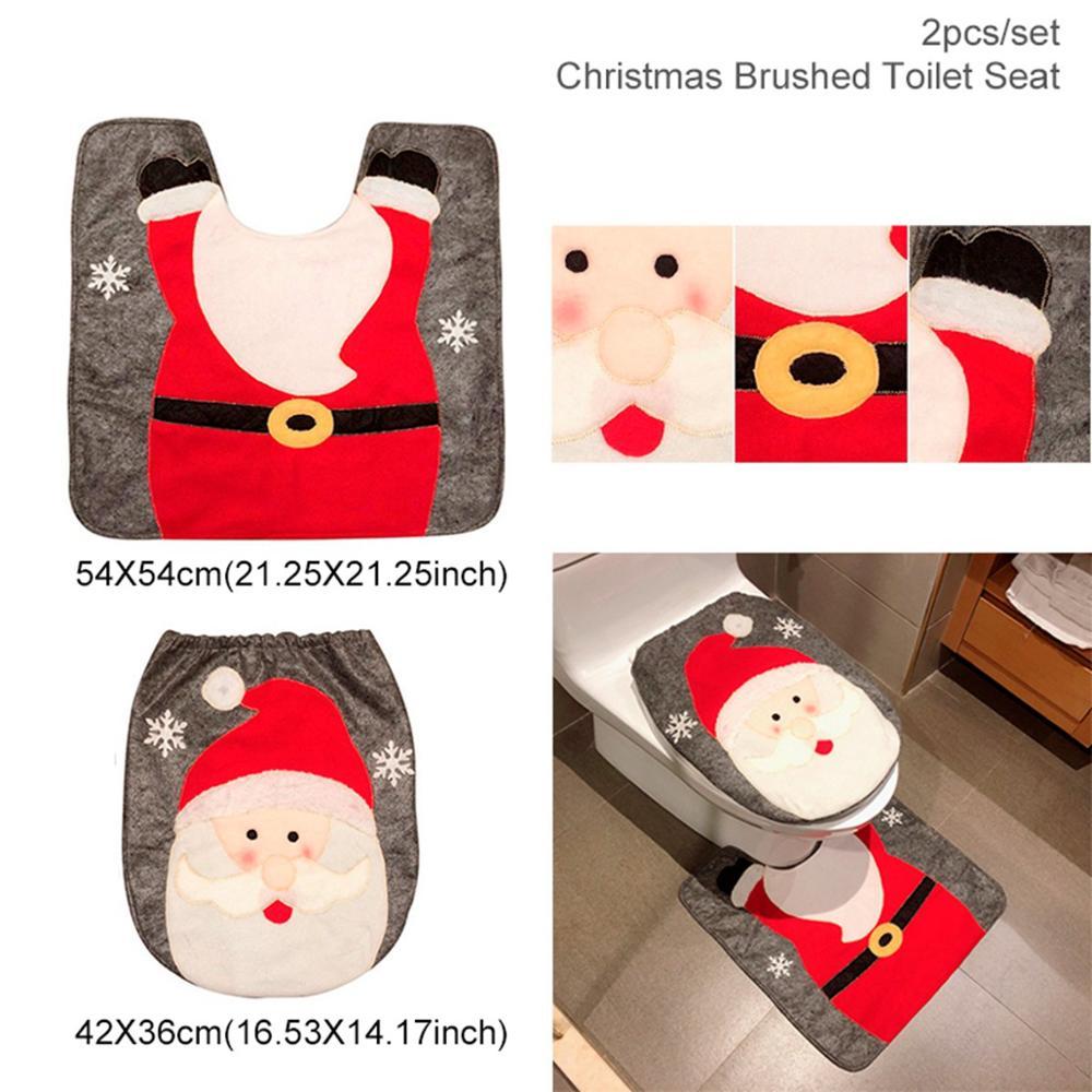 Merry Christmas Bathroom Curtain Santa Claus Toilet Seat Christmas Decorations - 𝓢𝓱𝓸𝓹𝓵𝓮𝓬𝔂