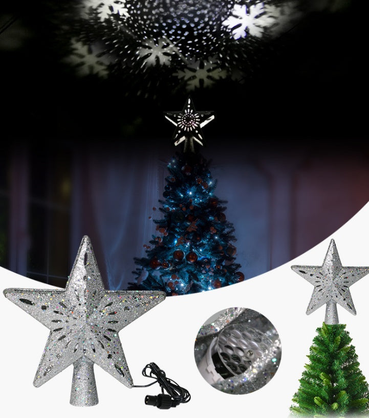 Christmas Tree Top Light Star Snowflake Shape LED Laser Projector Lights Christmas Tree Ornament - 𝓢𝓱𝓸𝓹𝓵𝓮𝓬𝔂