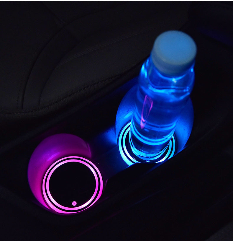 Colorful Cup Holder LED Light-up Coaster Solar & USB Charging Non-slip Coaster Ambient Light For Car Automatically - 𝓢𝓱𝓸𝓹𝓵𝓮𝓬𝔂