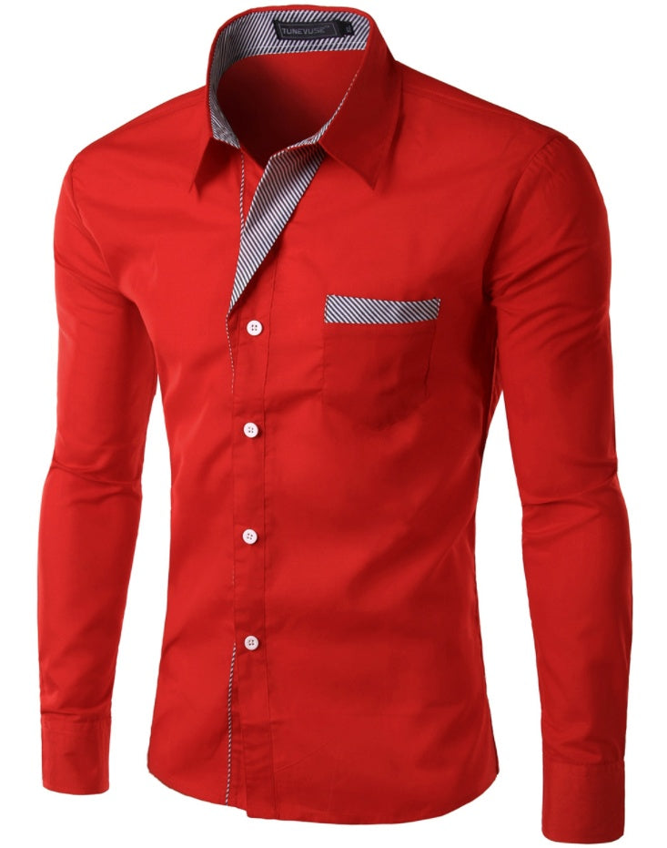 European And American Simple Men's Long Sleeve Shirt - 𝓢𝓱𝓸𝓹𝓵𝓮𝓬𝔂