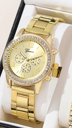 Women's Three-eye Quartz Diamond-embedded Watch - 𝓢𝓱𝓸𝓹𝓵𝓮𝓬𝔂