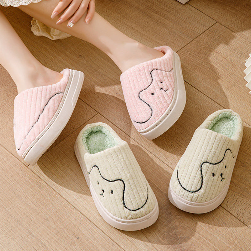 Striped Cat Slippers Indoor Couple Non-slip Floor Bedroom Slipper Winter Warm Plush House Shoes Women Men - 𝓢𝓱𝓸𝓹𝓵𝓮𝓬𝔂