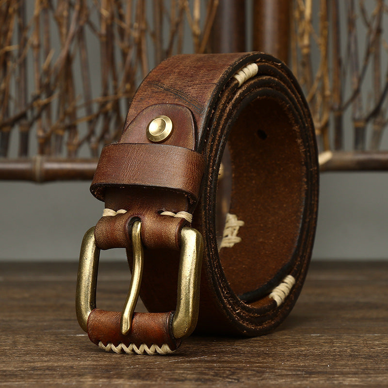 Handmade Retro First Layer Cow Leather Belt - 𝓢𝓱𝓸𝓹𝓵𝓮𝓬𝔂
