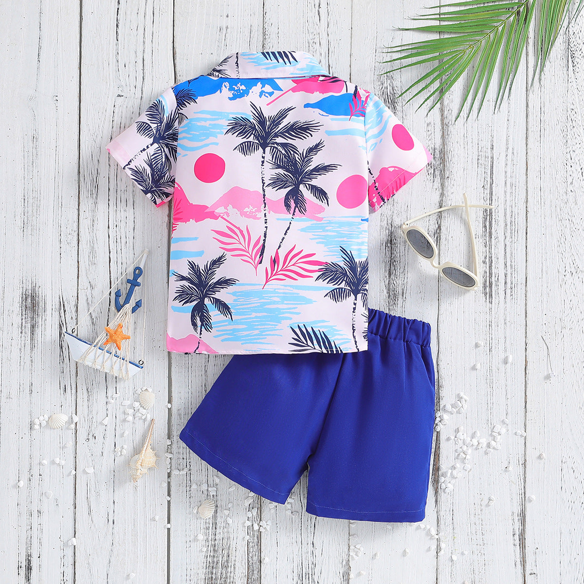 Summer New Boys' Short-sleeved Printed Shirt And Shorts Two-piece Set - 𝓢𝓱𝓸𝓹𝓵𝓮𝓬𝔂