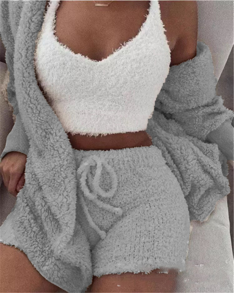 3 Pieces Of Fashionable Ladies Plush Home Clothes - 𝓢𝓱𝓸𝓹𝓵𝓮𝓬𝔂