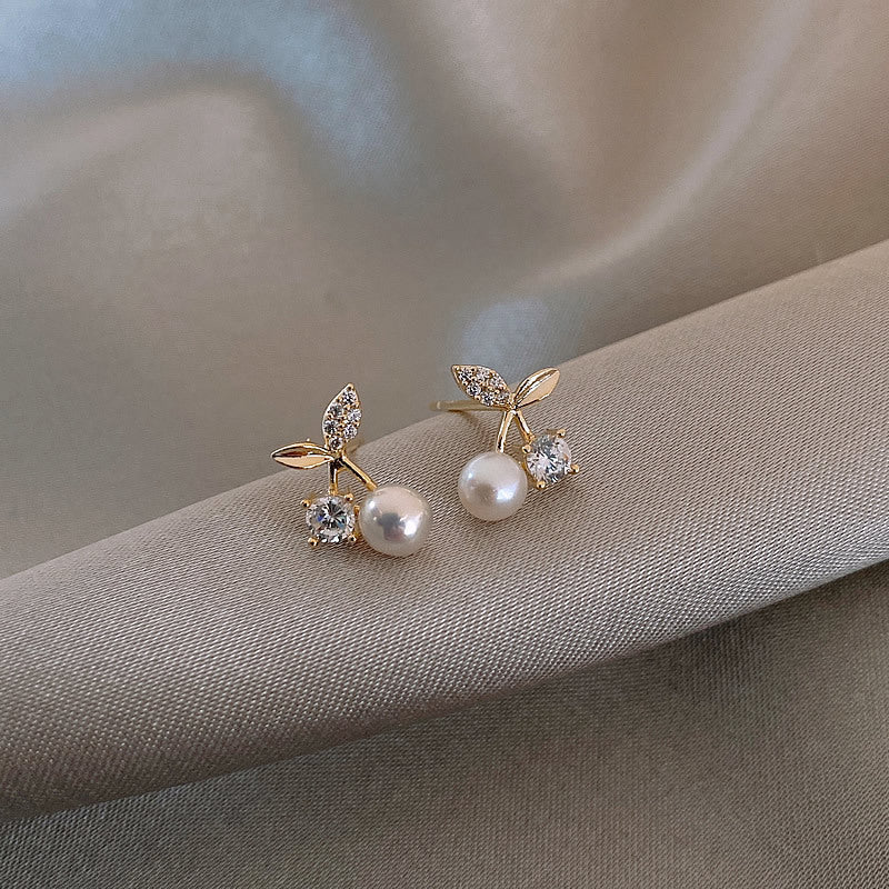 S925 Women's Silver Needle Small Cherry Pearl Stud Earrings - 𝓢𝓱𝓸𝓹𝓵𝓮𝓬𝔂