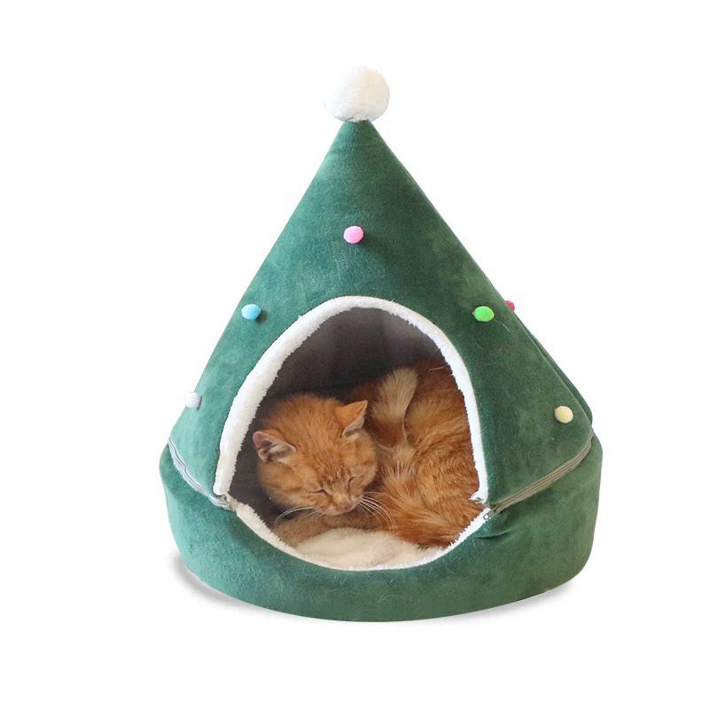 Christmas Tree Pet Bed Winter Warm Pet Nest Cat House Dog pet supplies - 𝓢𝓱𝓸𝓹𝓵𝓮𝓬𝔂
