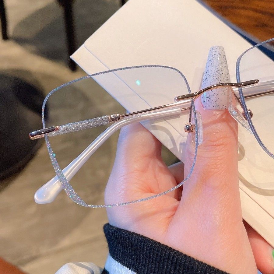 Frameless Glasses Female Myopic Anti Blue-ray Glasses