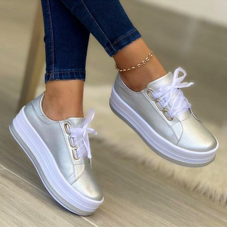 Fashion Flats Sneakers Women Ribbon Lace-up Platform Shoes - 𝓢𝓱𝓸𝓹𝓵𝓮𝓬𝔂