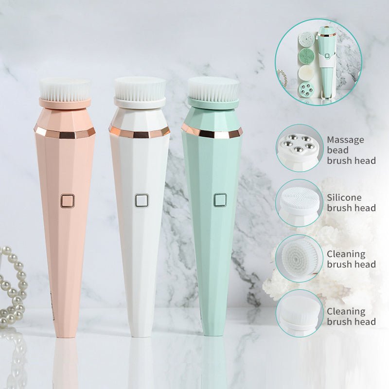 4 In 1 USB Rechargeable Electric Facial Cleansing Brush Soft Skin Care Portable Massager Face Brush Deep Cleaning Device - 𝓢𝓱𝓸𝓹𝓵𝓮𝓬𝔂