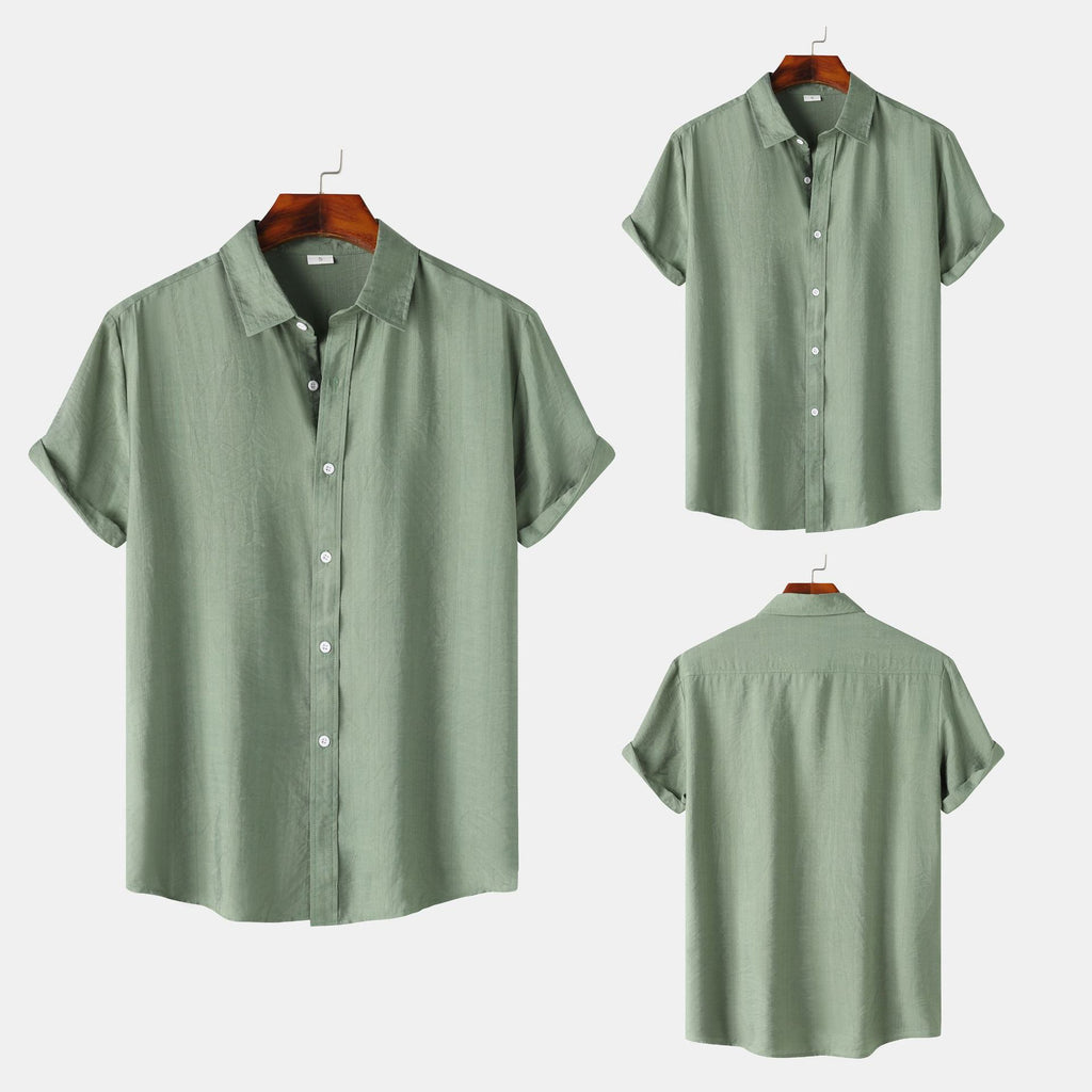 Teenagers Solid Color Short-sleeved Lapel Shirt Top - 𝓢𝓱𝓸𝓹𝓵𝓮𝓬𝔂