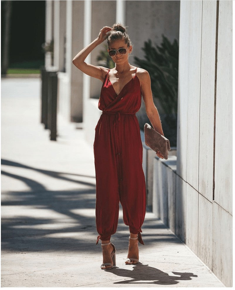 Women's Jumpsuit Flowers Print Spaghetti Strap Romper - 𝓢𝓱𝓸𝓹𝓵𝓮𝓬𝔂