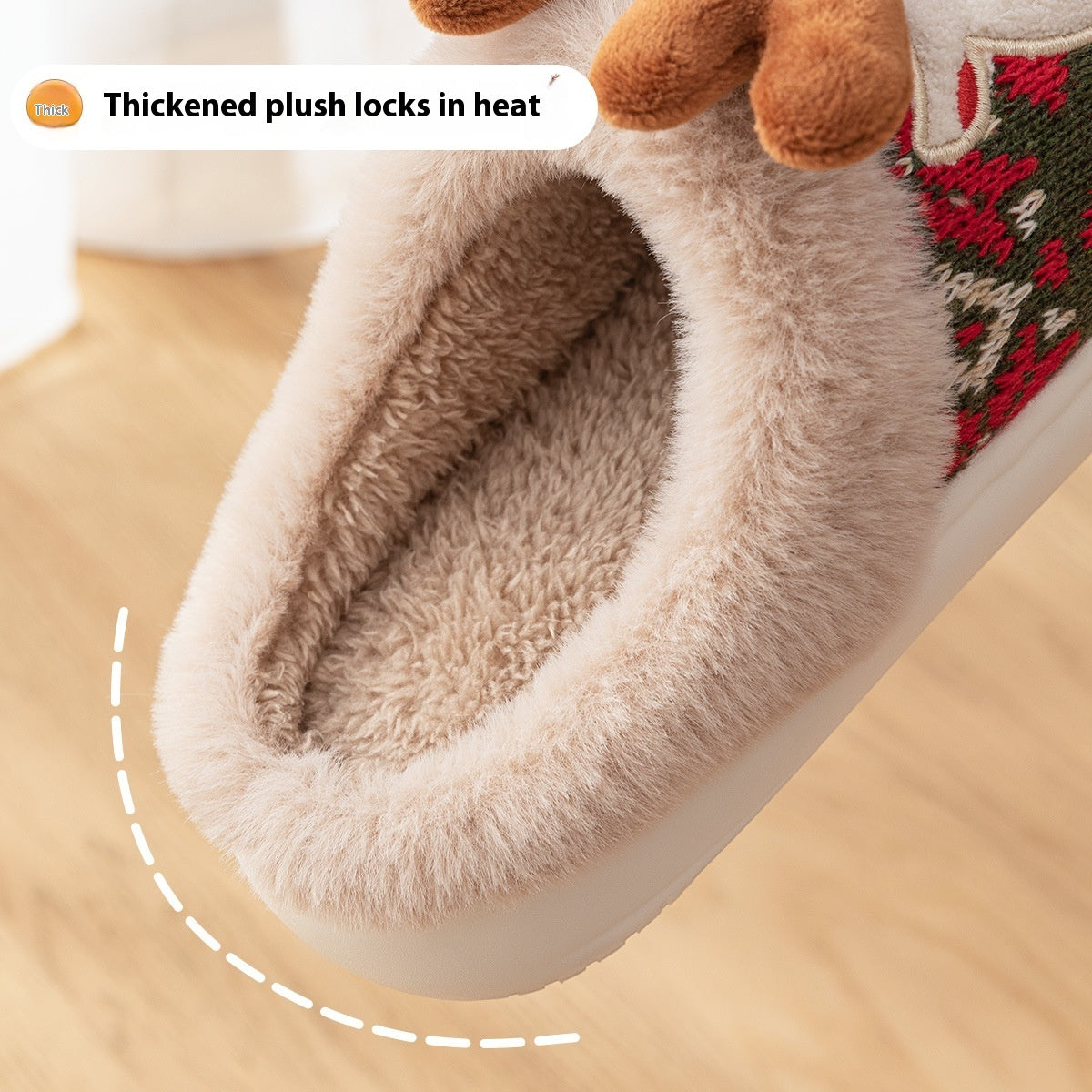 Cute Christmas Elk Plush Slippers Winter Ins Fashion Non-slip Floor Bedroom Home Slippers For Women Fuzzy House Shoes - 𝓢𝓱𝓸𝓹𝓵𝓮𝓬𝔂