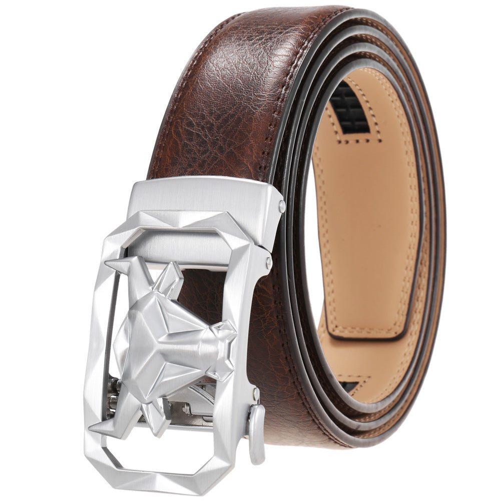 Fashion Men's Leather Belt Alloy Automatic Buckle - 𝓢𝓱𝓸𝓹𝓵𝓮𝓬𝔂