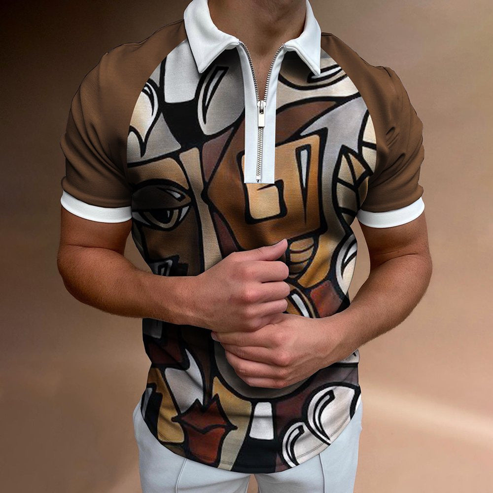 Men's POLO Shirt Striped Printed Short Sleeve T-Shirt Lapel Shirt - 𝓢𝓱𝓸𝓹𝓵𝓮𝓬𝔂