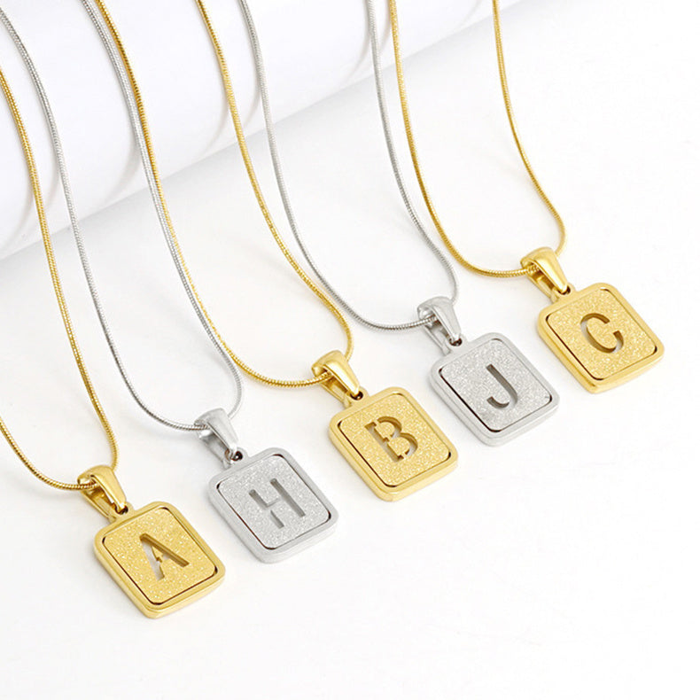 Alphabet Necklace 26 Letters Hollow Out Square 18K Necklace Fashion Jewelry - 𝓢𝓱𝓸𝓹𝓵𝓮𝓬𝔂