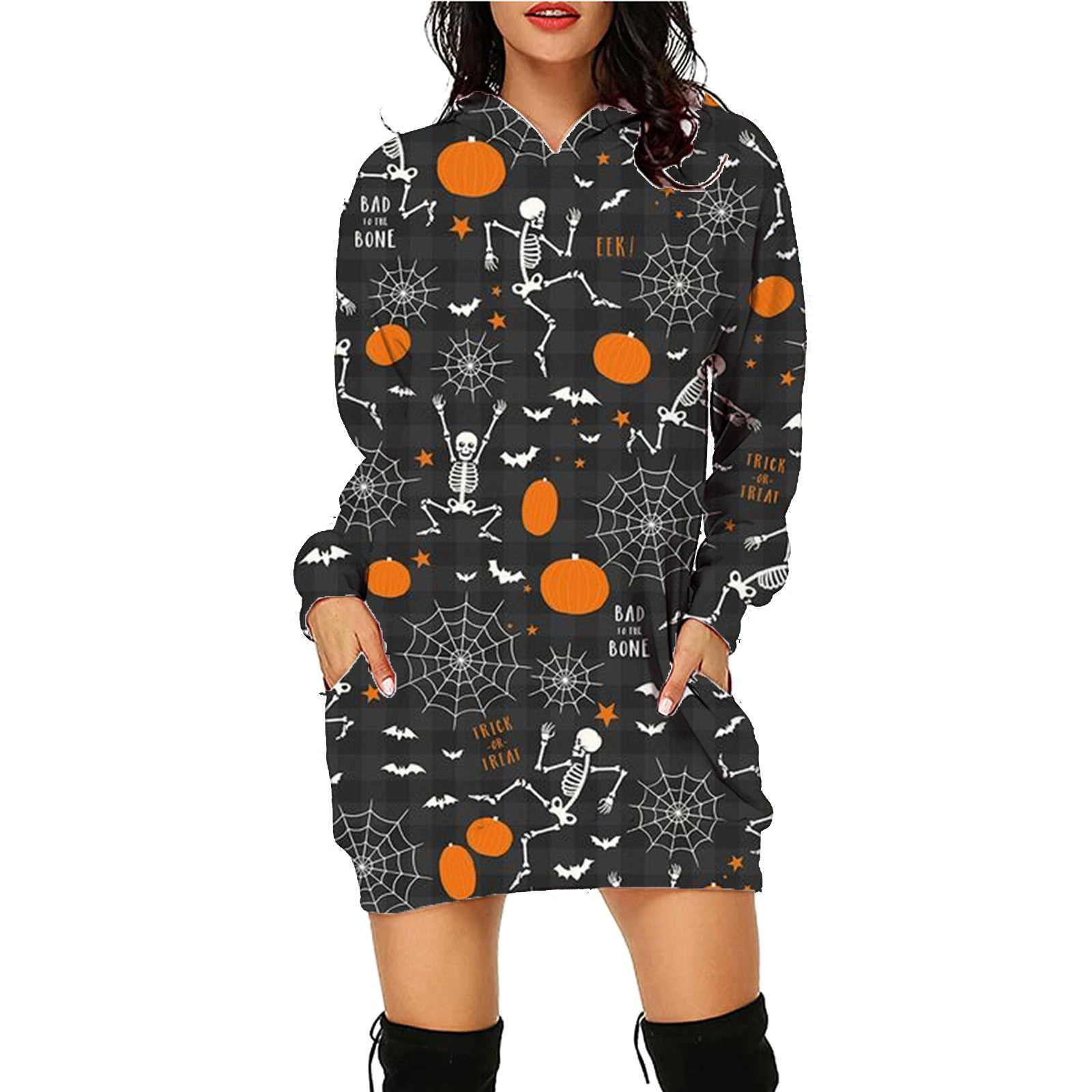 Halloween Print Long Hoodie With Pockets Sweater Long Sleeve Clothes Women - 𝓢𝓱𝓸𝓹𝓵𝓮𝓬𝔂