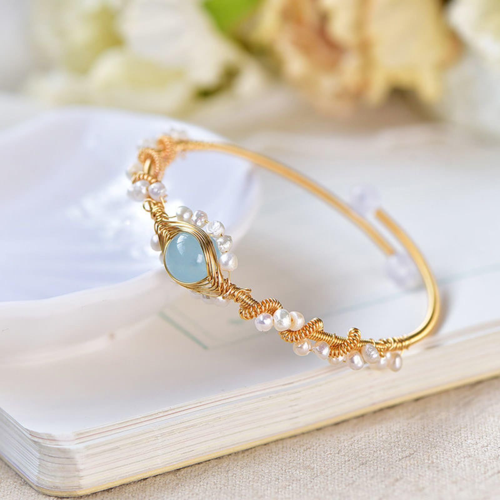 Pearl Bracelets For Women Gold Plating Pearl Bracelet Gold Wire Braided Vintage Style Bracelets Cuff Bracelets Fashion Bracelet - 𝓢𝓱𝓸𝓹𝓵𝓮𝓬𝔂