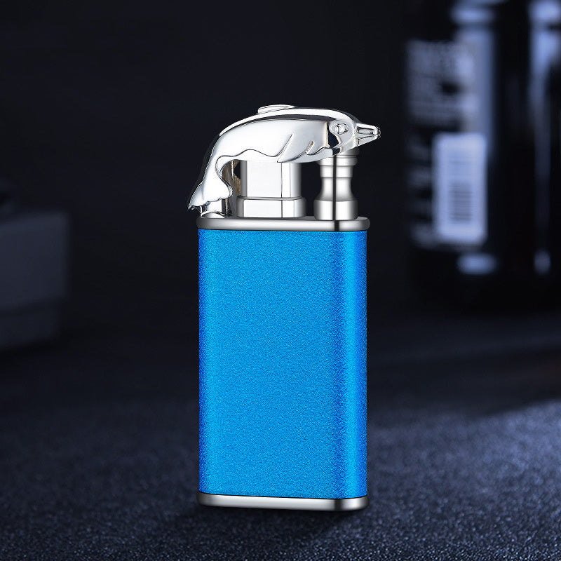 Creative Blue Flame Lighter Dolphin Dragon Tiger Double Fire Metal Winproof Lighter Inflatable Lighter - 𝓢𝓱𝓸𝓹𝓵𝓮𝓬𝔂