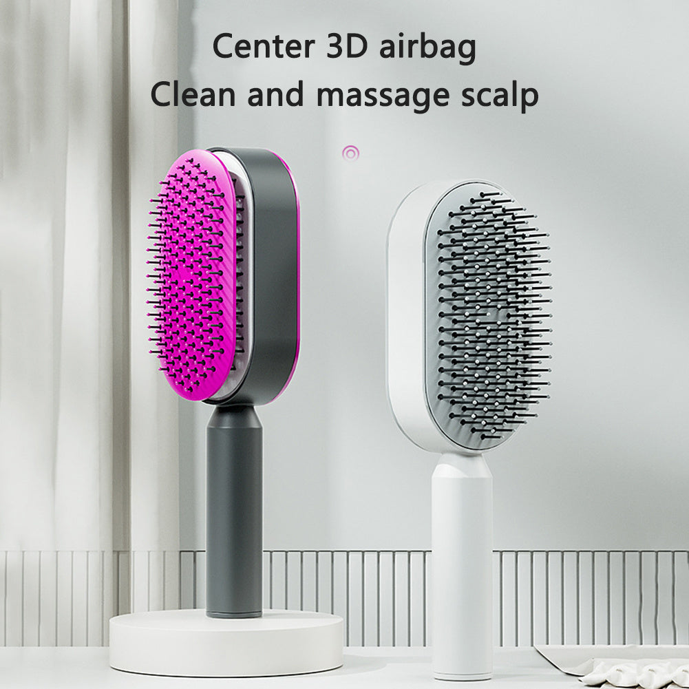 Self Cleaning Hair Brush For Women One-key Cleaning Hair Loss Airbag Massage Scalp Comb Anti-Static Hairbrush - 𝓢𝓱𝓸𝓹𝓵𝓮𝓬𝔂