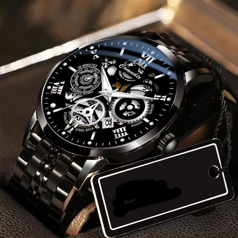 Fashion Jewelry Hollow Men's Watch Men's Waterproof Luminous Calendar - 𝓢𝓱𝓸𝓹𝓵𝓮𝓬𝔂