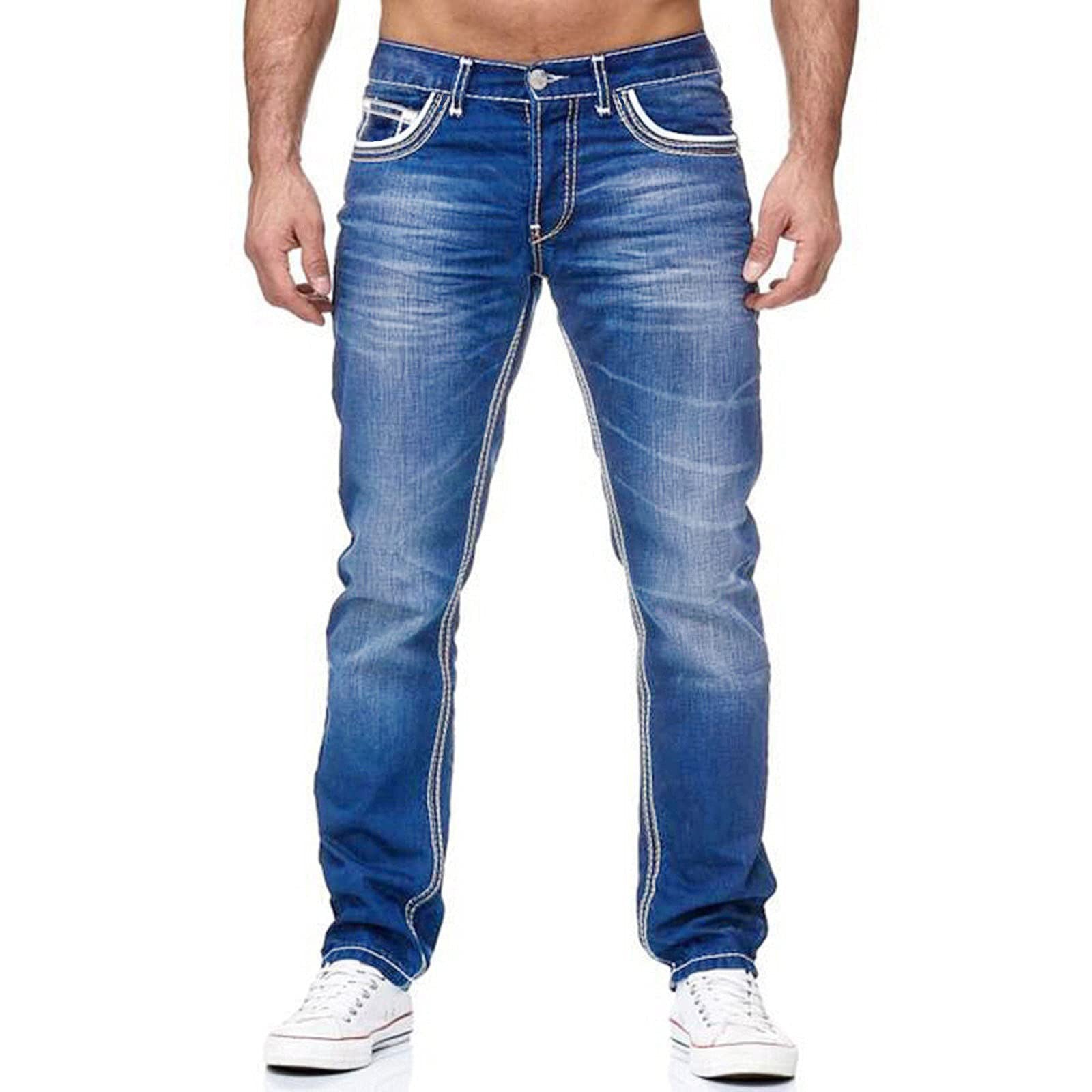 Men Jeans With Pockets Straight Pants Business Casual Daily Streetwear Trousers Men's Clothing - 𝓢𝓱𝓸𝓹𝓵𝓮𝓬𝔂