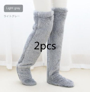 Over Knee High Fuzzy Long Socks Winter Warm Cold Leg Knee Joint Cold-proof Stockings Home Floor Sleeping Socks - 𝓢𝓱𝓸𝓹𝓵𝓮𝓬𝔂