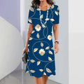 3d Floral Blue Printed Round Neck Fashion Party Dress - 𝓢𝓱𝓸𝓹𝓵𝓮𝓬𝔂