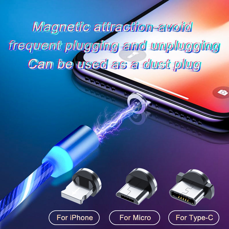 Magnetic Charging Cable Streamer Fast Charging Cable Lighting Micro USB Cable LED Magnet Charger Type-C Cable - 𝓢𝓱𝓸𝓹𝓵𝓮𝓬𝔂