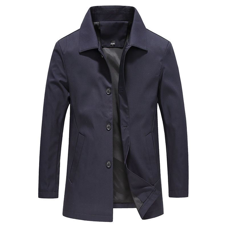 Fall Winter Men Polo Collar Solid Color Business Jacket Short Button Lightweight Coat - 𝓢𝓱𝓸𝓹𝓵𝓮𝓬𝔂
