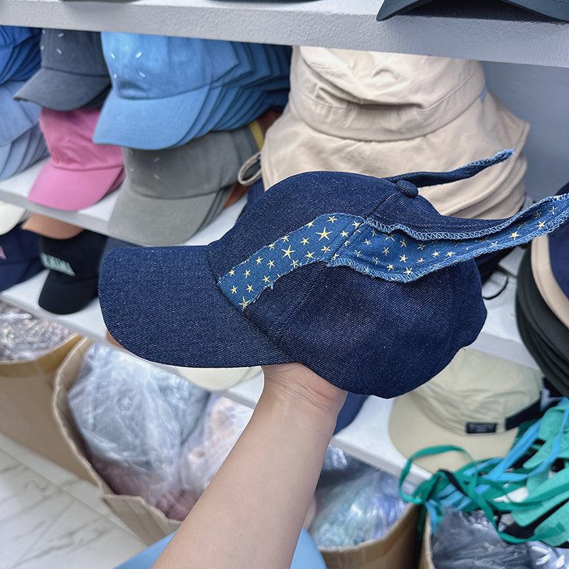 American Retro Denim Patch Ear Baseball Cap Waste Soil Style - 𝓢𝓱𝓸𝓹𝓵𝓮𝓬𝔂