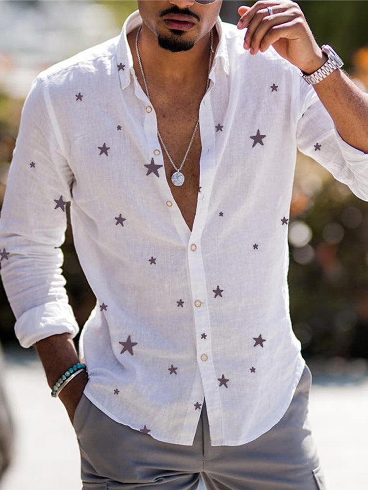 Color Matching Bamboo Linen Printed Men's Shirt - 𝓢𝓱𝓸𝓹𝓵𝓮𝓬𝔂