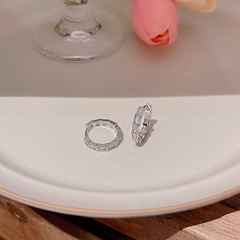 Sterling Silver Needle Simple Zircon Eardrop Earring - 𝓢𝓱𝓸𝓹𝓵𝓮𝓬𝔂