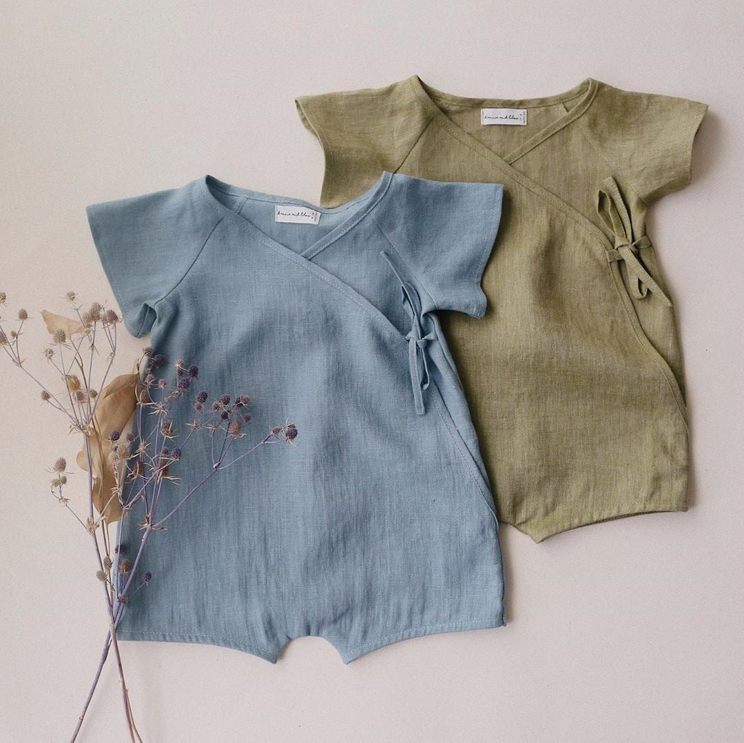 Cotton And Linen Romper Boys Short One-piece Short-sleeved Japanese Kimono - 𝓢𝓱𝓸𝓹𝓵𝓮𝓬𝔂