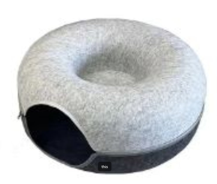 Four Seasons Available Cat Nest Round Woolen Felt Pet Dual-use Cat Nest Tunnel Interactive Training Toy Grey Felt Cat Nest - 𝓢𝓱𝓸𝓹𝓵𝓮𝓬𝔂