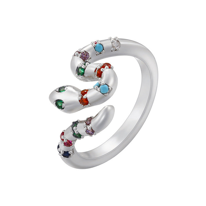 Micro Inlay Colorful Crystals Snake Ring - 𝓢𝓱𝓸𝓹𝓵𝓮𝓬𝔂