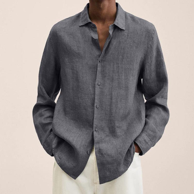 Long Sleeve Lapel Shirt Men's Loose Button Cardigan Sshirt Top Mens Clothing - 𝓢𝓱𝓸𝓹𝓵𝓮𝓬𝔂
