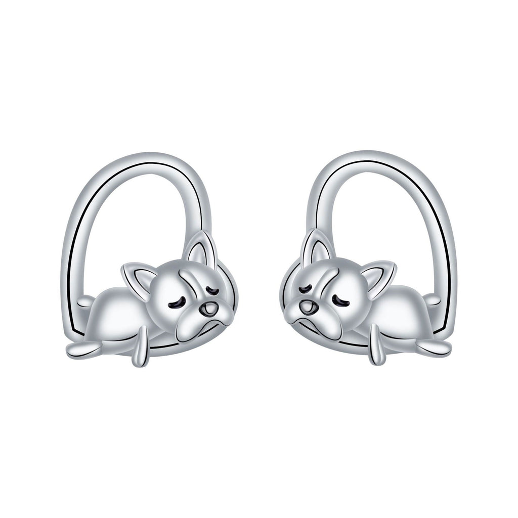 925 Silver Needle Animal Stud Earrings Dog
