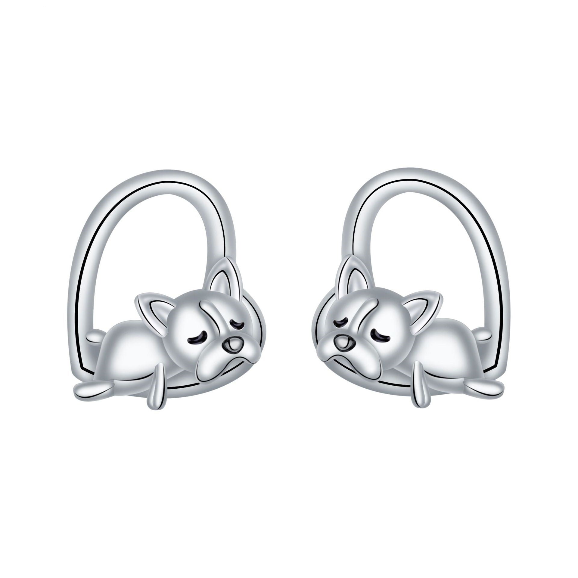 925 Silver Needle Animal Stud Earrings Dog