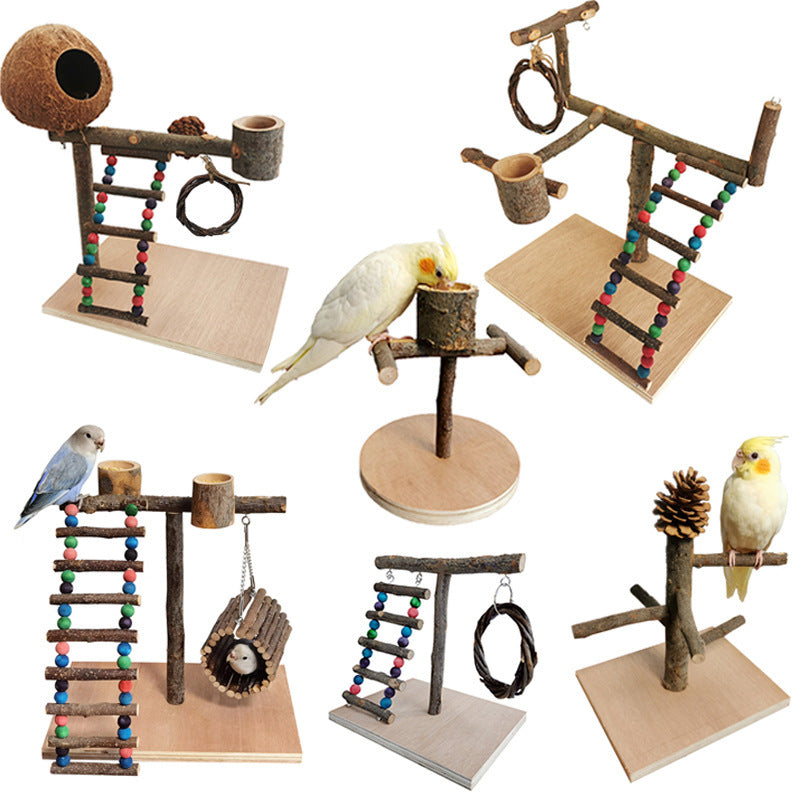 Solid Wood Parrot Station Frame Training Bird Shelf Parrot Toys - 𝓢𝓱𝓸𝓹𝓵𝓮𝓬𝔂