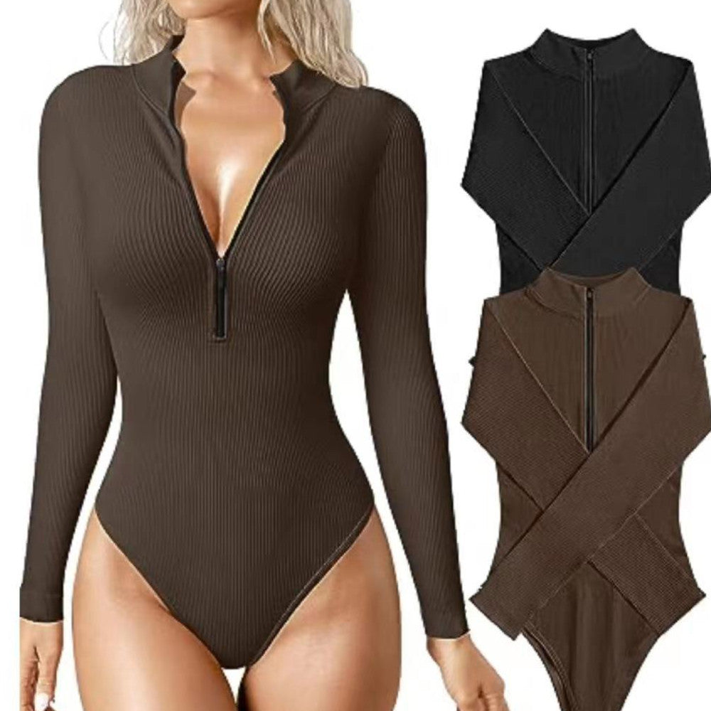 Fashion Long Sleeve Zipper Jumpsuit Seamless Slimming Shapewear For Women Romper - 𝓢𝓱𝓸𝓹𝓵𝓮𝓬𝔂