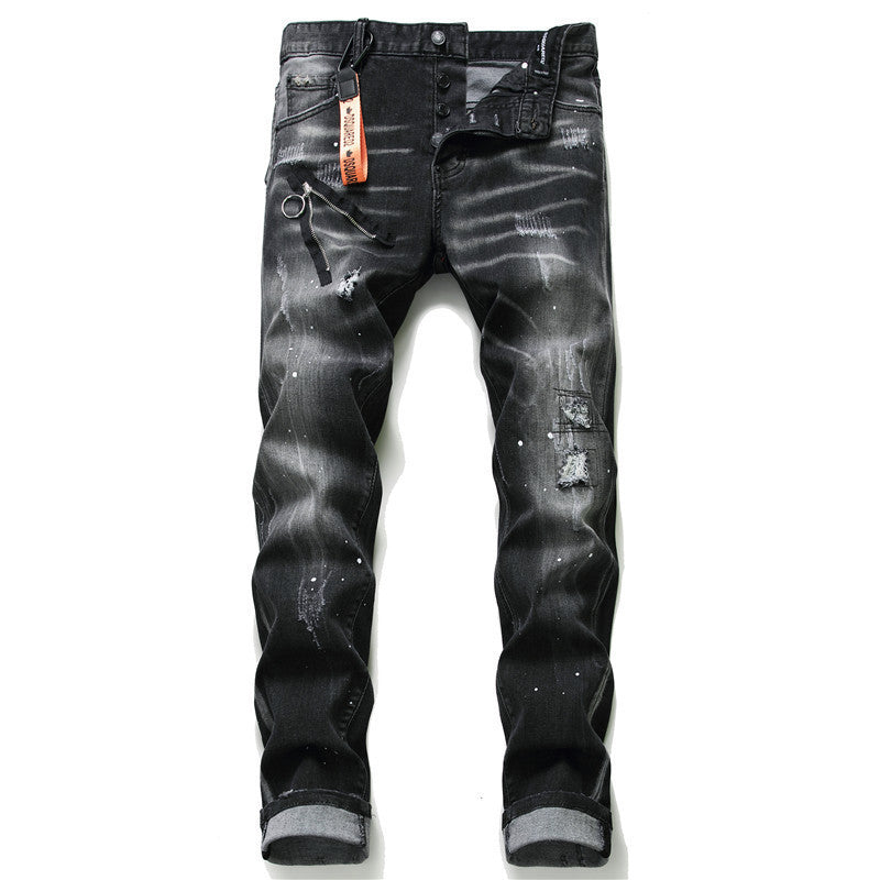 men jeans famous D2 Men slim jeans pants mens denim trousers zipper blue hole Pencil Pants - 𝓢𝓱𝓸𝓹𝓵𝓮𝓬𝔂
