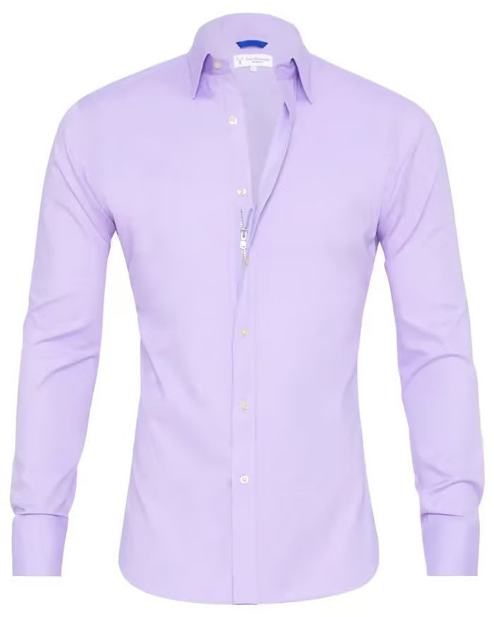 Long Sleeve Zipper Shirt With Button Design Fashion Lapel Tops For Mens Clothing - 𝓢𝓱𝓸𝓹𝓵𝓮𝓬𝔂
