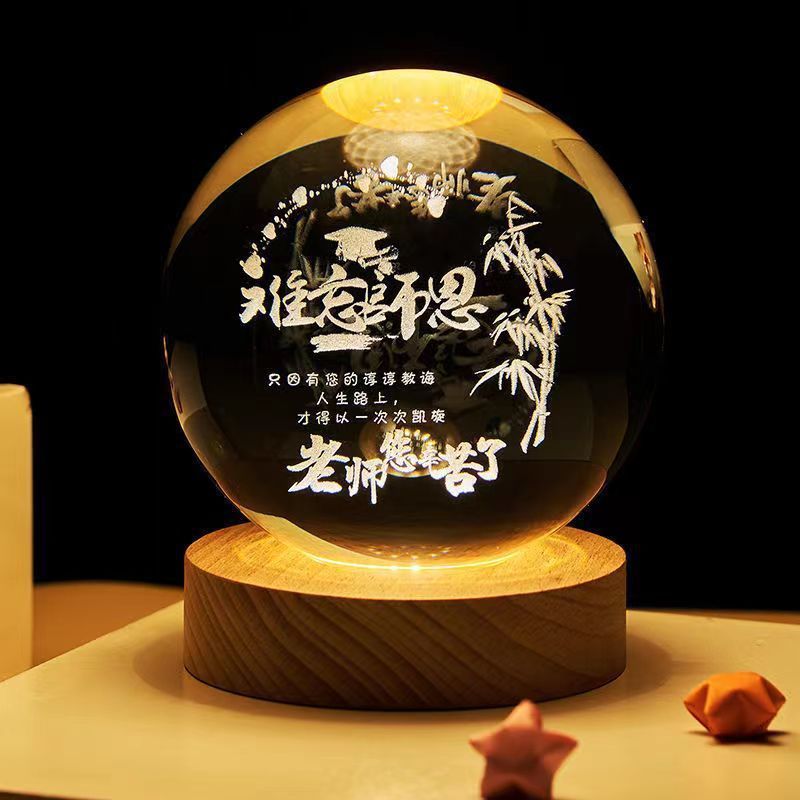 Luminous Starry Sky And Planets Moon Moon Crystal Ball Small Night Lamp Projection Ambience Light Creative Gift New Strange Gift - 𝓢𝓱𝓸𝓹𝓵𝓮𝓬𝔂