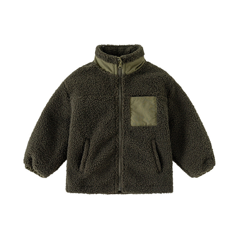 Boys' Thickening Coat Fleece Stand Collar Stitching - 𝓢𝓱𝓸𝓹𝓵𝓮𝓬𝔂