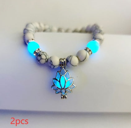 Energy Luminous Lotus Natural Stone Bracelet Yoga Healing Luminous Glow In The Dark Charm Beads Bracelet For Men Women Prayer Buddhism - 𝓢𝓱𝓸𝓹𝓵𝓮𝓬𝔂