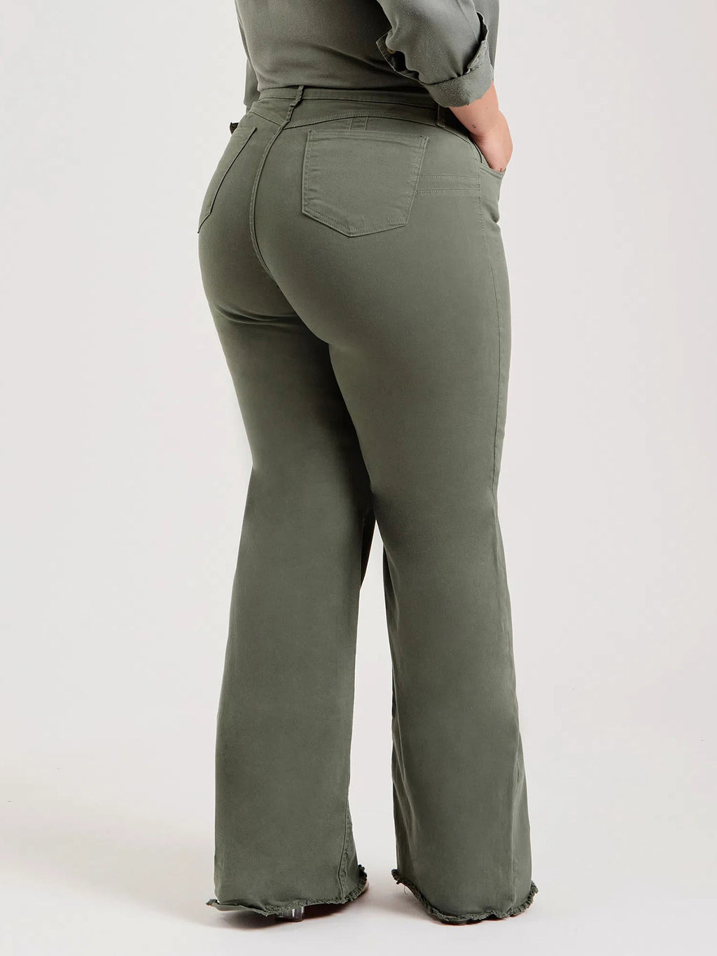 Slim Fit Stretch Fashion Solid Color Frayed Flared Pants - 𝓢𝓱𝓸𝓹𝓵𝓮𝓬𝔂