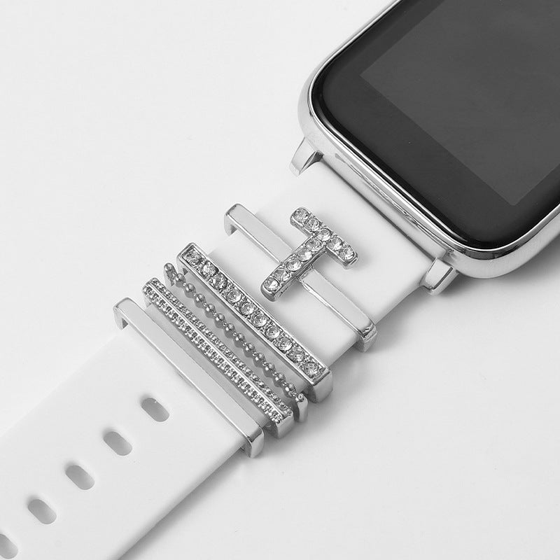 Suitable For Silicone Strap With Diamonds 26 English Letters Fashion Alloy Strap - 𝓢𝓱𝓸𝓹𝓵𝓮𝓬𝔂