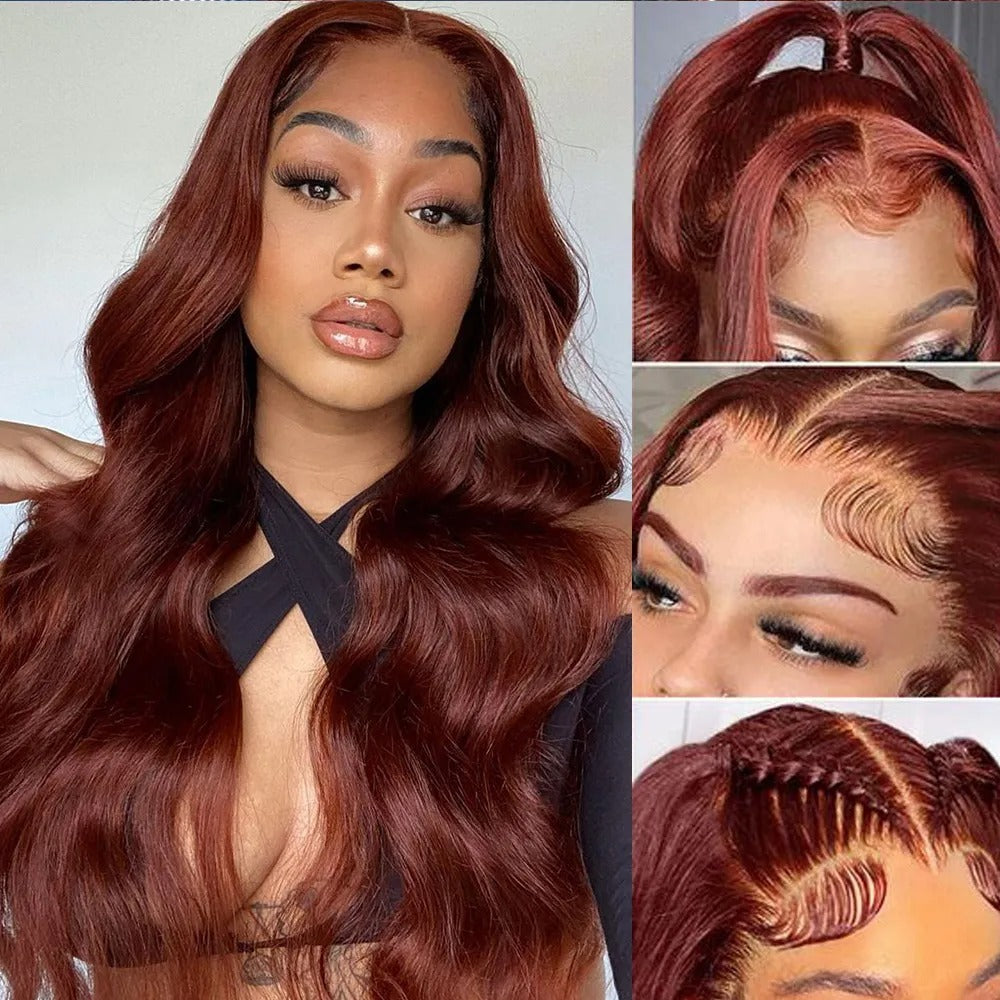 Front Lace Wig Red Long Curly Hair Big Wave - 𝓢𝓱𝓸𝓹𝓵𝓮𝓬𝔂