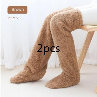 Over Knee High Fuzzy Long Socks Winter Warm Cold Leg Knee Joint Cold-proof Stockings Home Floor Sleeping Socks - 𝓢𝓱𝓸𝓹𝓵𝓮𝓬𝔂